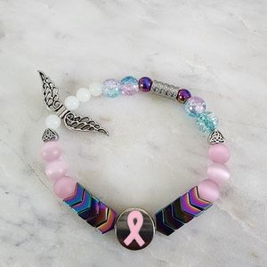 Women Bracelet made with hematite beads and stainless steel materials